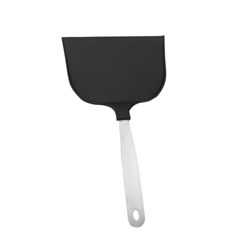 Cabilock Spatule Cuisine Spatule à Crêpes à Manche Inox Poignée Nylon Noire Antiadhésive Pour Restaurant Cuisson Professionnelle Ustensile Polyvalent