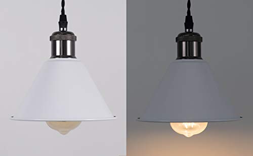 Image of 4-Pack 7.08 inch Industrial Vintage Metal Bulb Guard Iron White Hanging Cone Holder DIY Light Shade Decorative Replacement Lamp Shade for Pendant Light Table Lamp Wall lamp Wall Sconce
