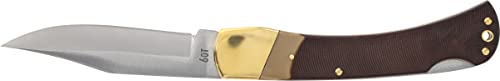 Old Timer 6Ot Golden Bear Traditional Lockback Pocket Knife With 3.9In High Carbon Stainless Steel Clip Point Blade, Sawcut Handle, And Lanyard Hole For Hunting, Whittling, Camping, Edc, And Outdoors #TOP4