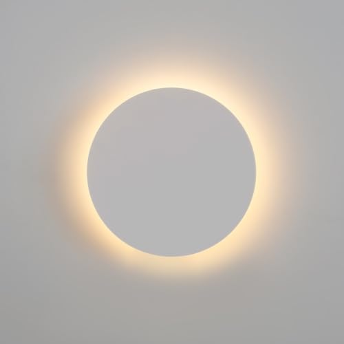 BARCELONA LED Aplique de pared LED “Eclipse” 18W IP65 color Blanco – Iluminación indirecta, CCT 3000K/4000K/6000K, diseño moderno en PVC mate, interior y exterior