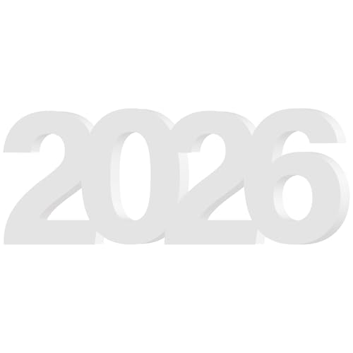 Large 2026 Sign Gradutaion Decorations 2026 Senior Photo Booth Props Grad Centerpieces for Table Decor Number 2026 Letter Sign for Grad Party Supplies 2026 New Year Wedding Decor - White 15.6