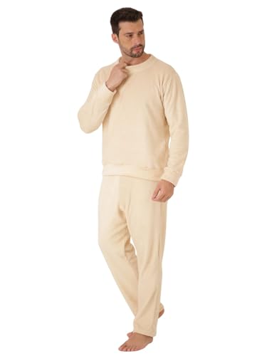 Pijama Masculino Longo Fleece Outono Inverno Quente e Macio, Vbasics