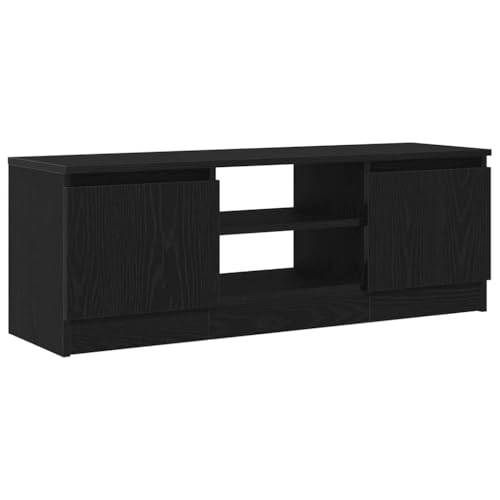 vidaXL Meuble TV chêne Noir 102x30x36 cm Bois d'ingénierie, Support TV, Armoire média, Armoire HiFi, unité TV, Meuble multimédia, Meuble latéral