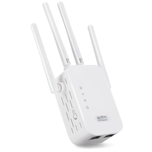 Hd-line Verstärker Repeater, 4 Antenne (300 Mbit/s, App Steuerung, Ethernet-Port, WPS, AP Modus, LED abschaltbar, kompatibel zu Allen WLAN Geräten) WiFi Router, weiß