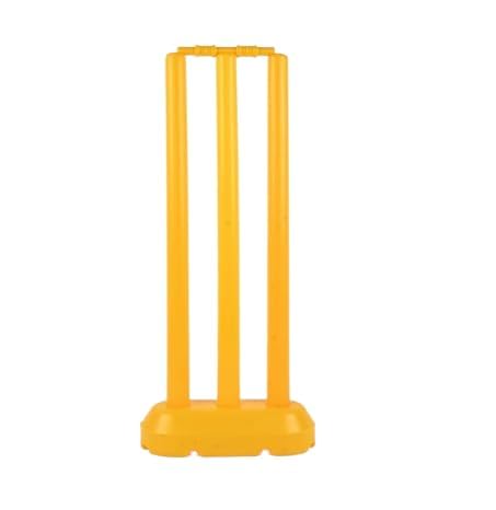 Cricket Stump with Stand & Bails - Big Size Plastic Stumps Set for Cricket (Yellow)-image-6