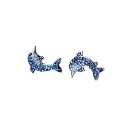 Boucles d'oreilles s925 mignon baleine diamant bleu dégradé cadeau femme