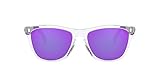 Oakley Men's OO9428F Frogskins Mix Asian Fit Round Sunglasses, Polished Clear/Violet Iridium, 55 mm