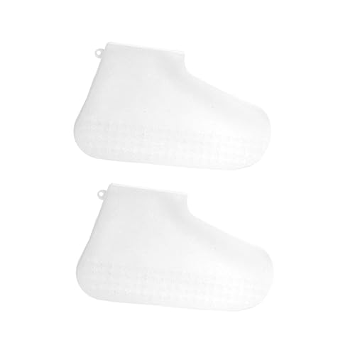 Cubrecalzados reutilizables para lluvia, antideslizantes, de silicona, color blanco, talla grande miniatura 1