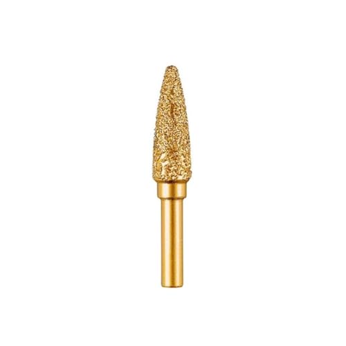 MiJunHD Diamond Brazed Grinding Head 10mm Pointed Type,6mm Round Handle Coarse Grit Polish Burr Drill Bit for Wood Stone Carving, Metal Sanding, Stainless Steel Deburring, Ceramics Trimming (1Piece)