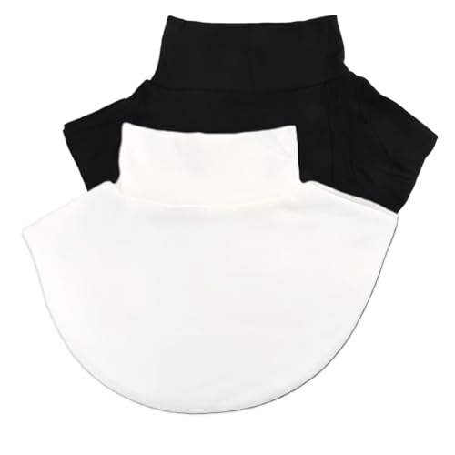 2 Pièces Cols Roulés Détachables Femme - Faux Col Amovible en Coton Respirant - Col Haut sans Manches pour Pull, Chemise sous Gilet - Blanc et Noir - Taille Unique