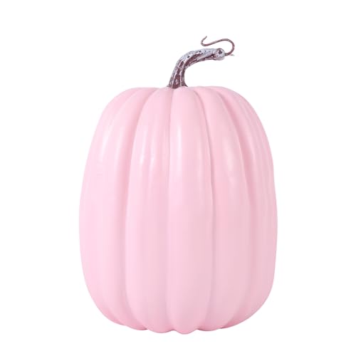 woshilaocai 8 Inch Artificial Foam Pumpkin Fall Decoration Faux Pumpkins for Harvest Autumn Season Festive Tabletop (Dusty Pink)
