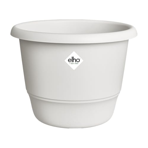 Elho Amiga Round 30 - Pot de Fleur - Interieur & Extérieur - Plastique 100% Recyclé - Ø 29.5 x H 20.2 cm - Blanc/Blanc Soie
