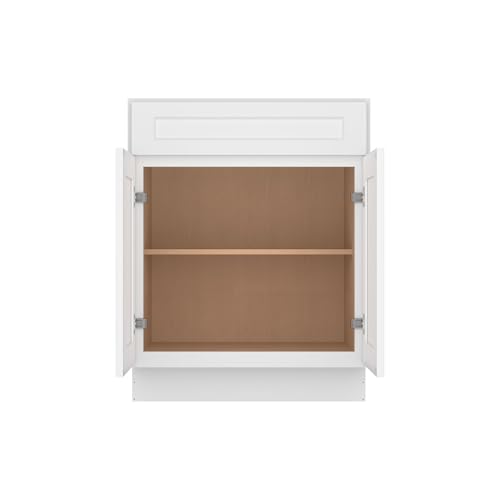Image of Furinno Shaker Drawer Base Kitchen Cabinet with 2-Doors, Ready to Assemble, 24 D x 27 W x 34.5 H, White