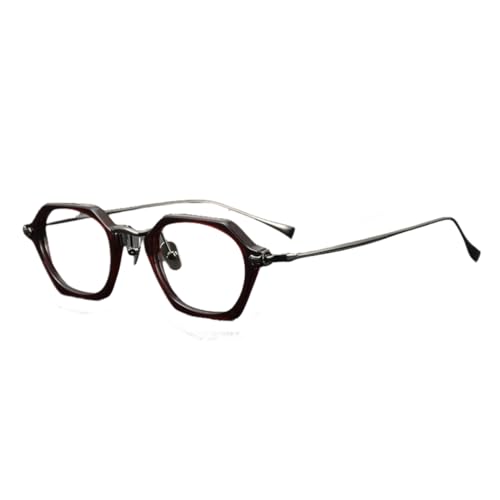 Monture de lunettes en acétate de titane mixte bordeaux et gris