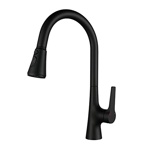Robinet de cuisine avec douchette en laiton noir mitigeur pivotant