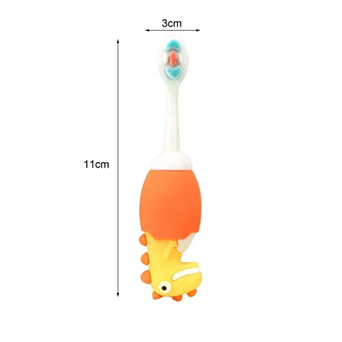 Image of Adore Dino Brush Toddler Manual Toothbrush Comfortable To Use Deep Cleaning Dense Bristle Animal Design Funny Children Toothbrush For Home (Pink), 1 count