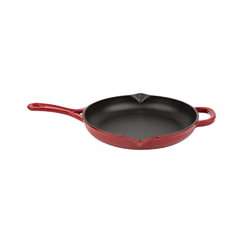 Larder-Vine-Enameled-Cast-Iron-Skillet-Nonstick-Frying-Pan--No-Seasoning-Required-Ergonomic-and-Helper-Handles-Pour-Spouts-1025-inch-27cm-Cabernet