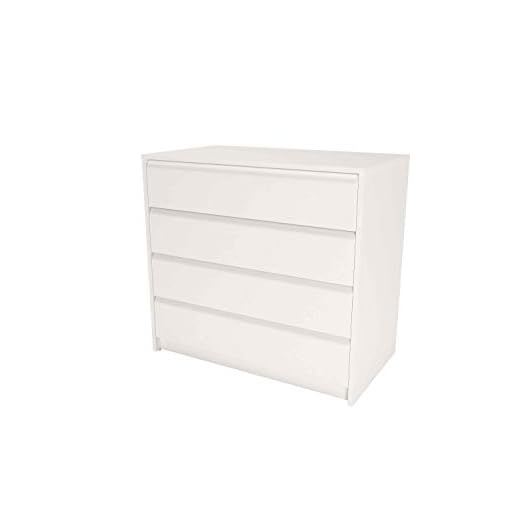Samblo Kai - Cajonera de melamina con 4 cajones , Blanco, 45 x 80 x 73 cm