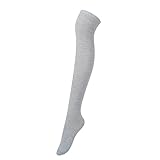 Intgoodluckycc Womens Over The Knee Socks, Thigh High Socks for Women, Long Knee High Stockings (1 Pair - Light Grey)