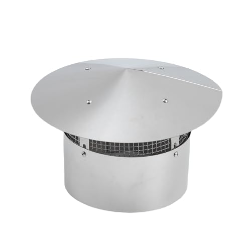 8 Inch Round Chimney Cap, Cone Top Chimney Cap with Screen, Galvanized Steel Fireplace Exhaust Cap, Outside Roof Rain Cap, Exterior Stove Pipe Cap, Easy Installation, Silver