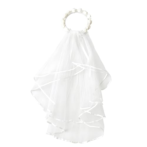 Delicate 2 Layer Flower Headpiece Bridal Veil Wedding Decoration for Women Girls Weddings and Celebrations Fashionable Bridal Veil
