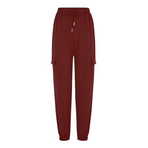 Ladies Cargo Pants Sweat Pants for Women Ruched Flare Wide Leg Summer Fall 2025 Trendy4