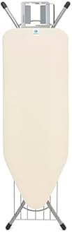 Brabantia Size C Ironing Board (49 x 18in) 7 Height Options, Adjustable Steam Iron Rest Holder & Linen Rack (Ecru) Non-Slip Feet, Anti-Collapse Child Locks