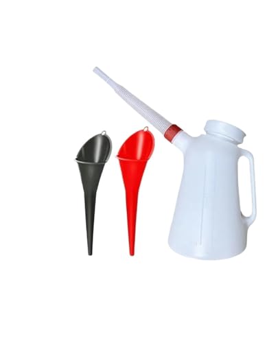 Bidon d'essence 5L avec entonnoir et graduation pour mesure d'huile voiture