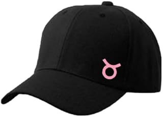 Classic Black Cap with Taurus zodiac Pink Color Logo