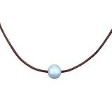 Authentic Leather Cord, Premium Pearl, Adjustable Materials, Handmade Jewelry, Designed Necklace for Men’s Women’s, Jewelry Gifts (White Single Pearl)