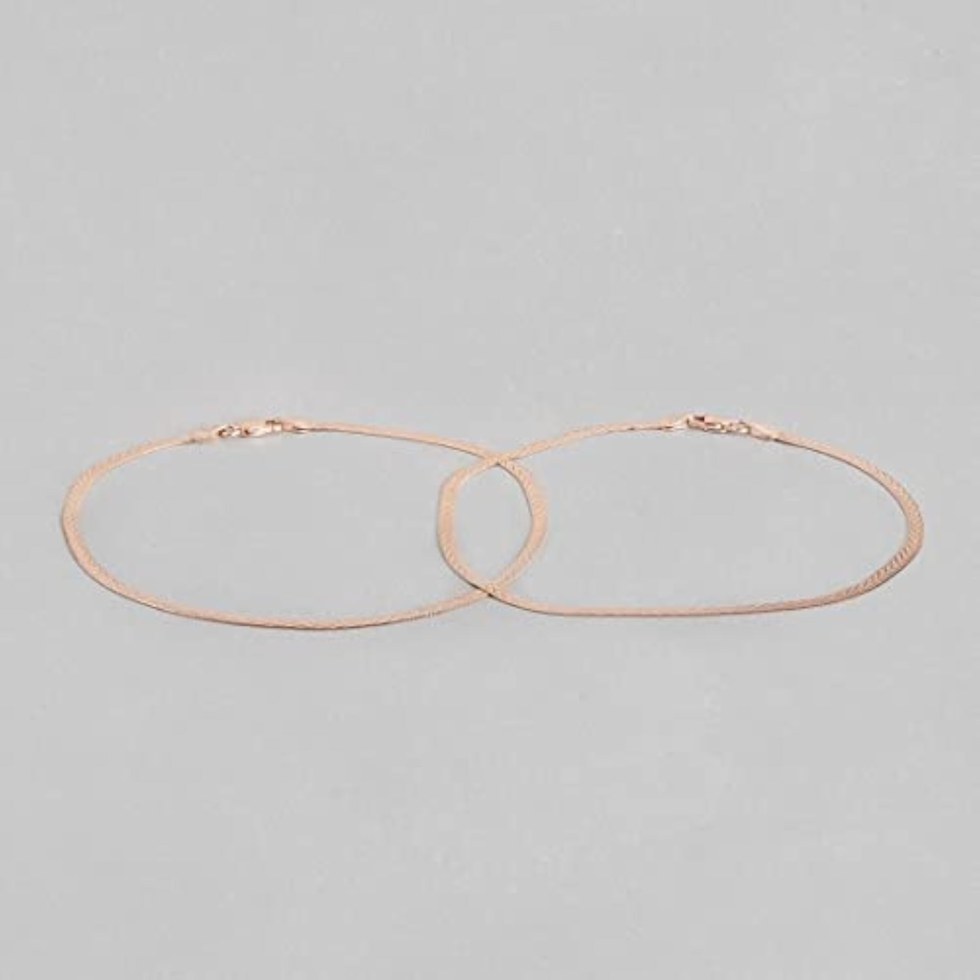 925 Silver Rose Plated Abstract Anklets Pair 925 Hallmark