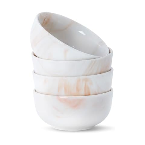 bestone 22 OZ Porcelain Cereal Bowls Set Cover