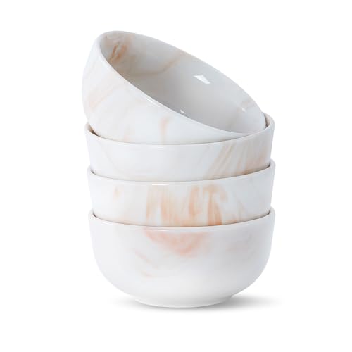 Bestone 22oz Marble Orange Porcelain Cereal Bowls (4)