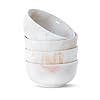 bestone 22 OZ Cereal Bowls Set of 4 55 Inch Bowls Set of 4 Porcelain Round Cereal Bowl Oatmeal Bowl Fruit Bowl Salad Bowl Rice Bowl Dishwasher Microwave Freezer Oven Safe Marble Orange