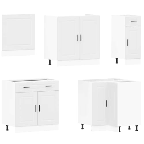 vidaXL 11-Piece Kitchen Cabinet Set - Porto White - Engineered Wood/Glass - Modern - Ample Storage - Adjustable Feet - Image 6