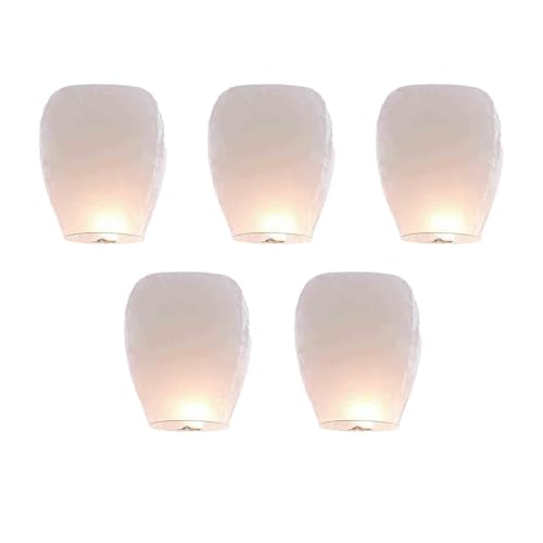 LVYUDS 5/10 Unidades Farolillos Voladores Pide Un Deseo Linternas Chinas Del Cielo Fáciles De Usar Transmite Tus Pensamientos A Tu Pareja, Año Nuevo(White - 5pcs)
