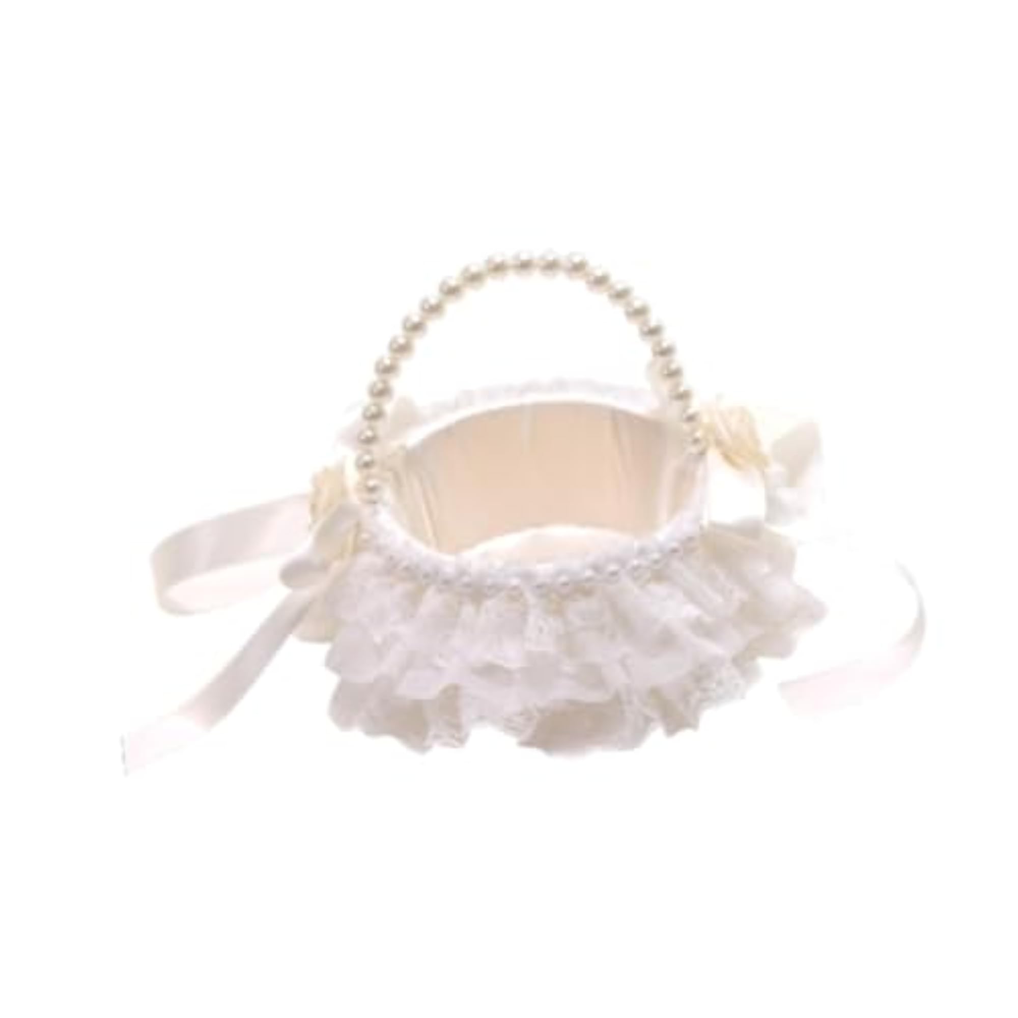 Lace Basket Handled Ornament Wedding Flower Basket