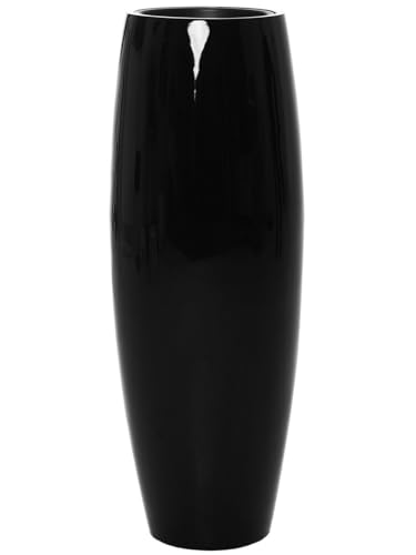 VIVANNO Pflanzkübel Bodenvase Fiberglas Magnum Schwarz Hochglanz - 80x23