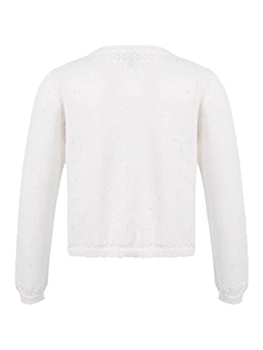 FEESHOW Little Girls Long Sleeves Floral Lace Bolero Shrug Sweatshirt Flower Dress Cover Up Cotton Cardigan2