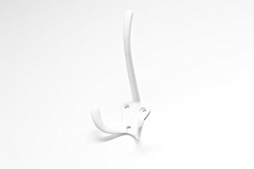 Preisvergleich Produktbild Haken Kleiderhaken Garderobenhaken Doppelhaken 150mm Metall weiss, R-10890