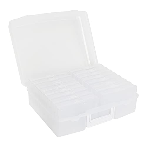 Novelinks Transparent 4 x 6 Photo Cases and Clear Craft Keeper with Handle - 16 Inner Cases Plastic Storage Container Box (Clear)