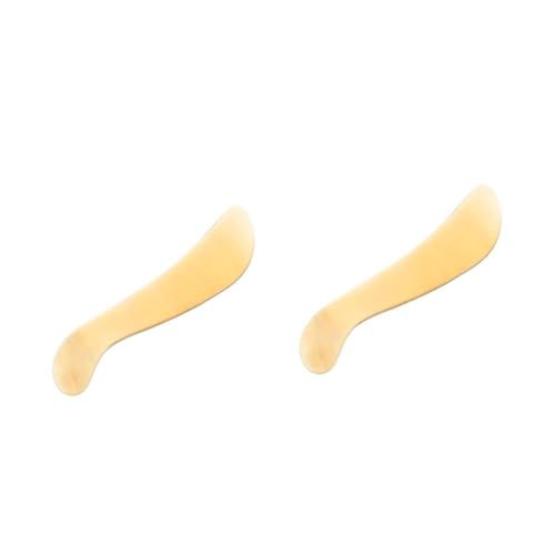 Healvian 2 Piezas Palo de tendón sante massage Herramienta práctica para su uso diario masajeador relajante muscular palo de raspado de masaje tabla de masaje bate de masaje cuernos Brown