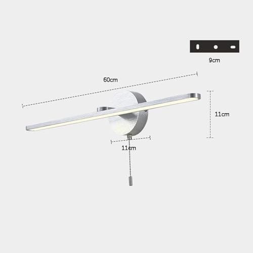 Apliques de pared modernos en aluminio plateado con luz LED neutra de baño 2