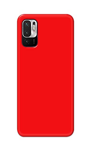 Image of Printed Hard Back Cover Case for Mi Redmi Note 10T 5G | Mi Redmi Note 10 5G Back Cover (Plain Red) -1803