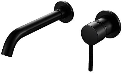 Robinet de lavabo mural noir pour une salle de bain moderne et épurée