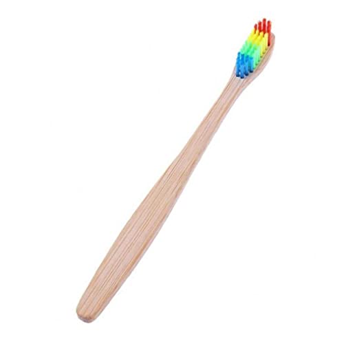 PiniceCore 1pc Tête Colorée Bambou Brosse À Dents Environnement en Bois Arc-en-Ciel Bambou Brosse À Dents Oral Soins Mous