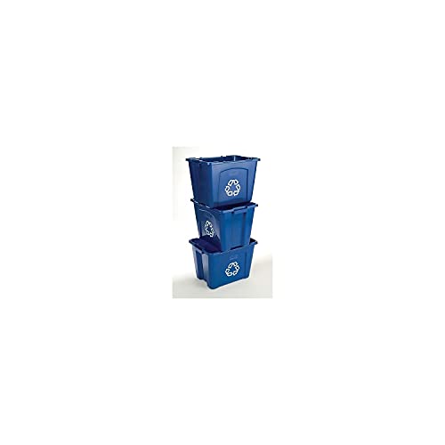 Rubbermaid Commercial 571473Be Stacking Recycle Bin Rectangular Polyethylene 14Gal Blue #TOP3