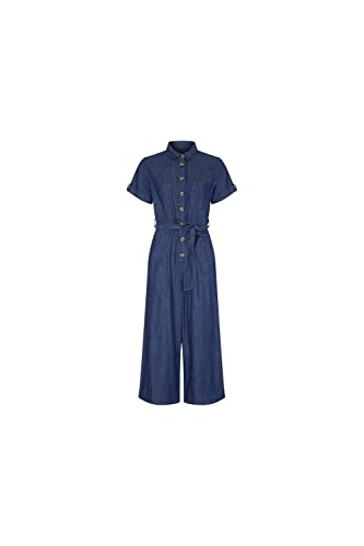 Yumi Blue Button Denim Jumpsuit (Blue, 14)