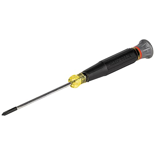 Klein Tools 6233 Mini Precision Screwdriver, #0 Phillips, Features Cushion-Grip Handle, Rotating Cap and Color Coded Ring, 3-Inch Shank