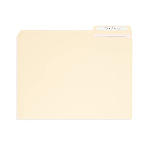 Image of Blue Summit Supplies 100 Heavy Duty Manila File Folders, Letter Size, 14pt | Heavy duty 14pt manila, reinforced 1 /3 cut tabs, for office, home, and classroom document filing